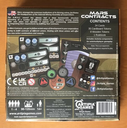 CERES MARS CONTRACTS – Espansione – Gioco da tavolo – Artipia Games – NUOVO