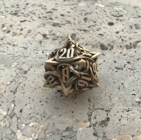 Dado D20 Artiginale in metallo bronzo Kickstarter – Ember Forge