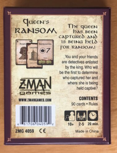 QUEEN’S RANSOM – Z-Man Games – 2010