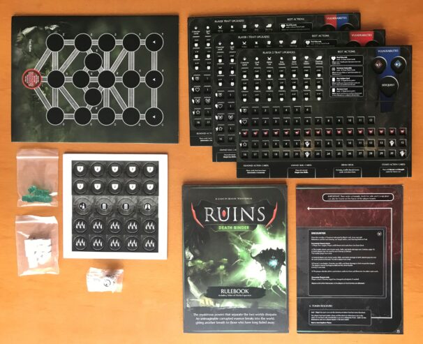 Ruins: Death Binder + espansione Tribes of Myrtia – Kickstarter KS – con capsule proteggi-segnalini