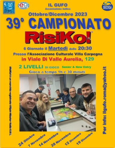 RM – 12 Dic – 5° su 6 Tappa Campionato Risiko