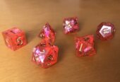 SET 6 DADI ARTIGIANALI ROSSO in RESINA + sacchetto gratis