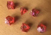 SET 6 DADI ARTIGIANALI ROSSO in RESINA + sacchetto gratis