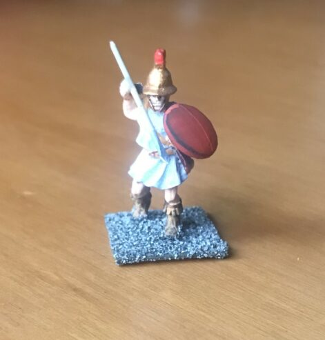 MINIATURA IN METALLO – SOLDATO ROMANO CON LANCIA E SCUDO – Altezza 30 mm