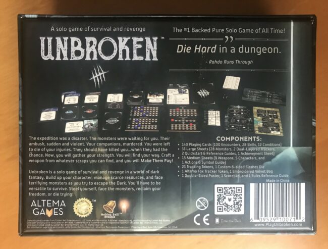 UNBROKEN – Kickstarter KS – Altema Games – 2018 – Mai usato