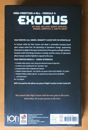 HIGH FRONTIER 4 ALL: Modulo EXODUS – Ion Game Design – 2023 – NUOVO SIGILLATO