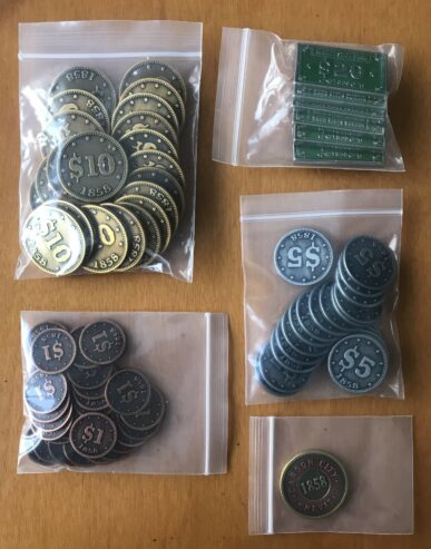 CARSON CITY BIG BOX 10th Anniversary: METAL COINS AND ROUND MARKER – Quined Games – NUOVO