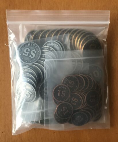 CARSON CITY BIG BOX 10th Anniversary: METAL COINS AND ROUND MARKER – Quined Games – NUOVO