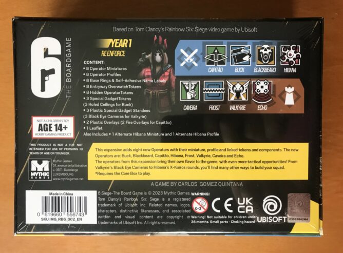 6: SIEGE THE BOARD GAME YEAR 1 RE ENFORCE – RAINBOW SIX – Kickstarter KS – NUOVO SIGILLATO