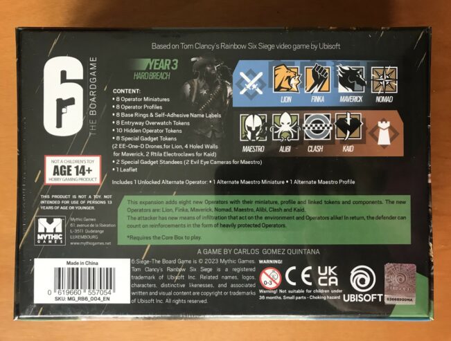 6: SIEGE THE BOARD GAME YEAR 3 HARD BREACH – RAINBOW SIX – Kickstarter KS – NUOVO SIGILLATO