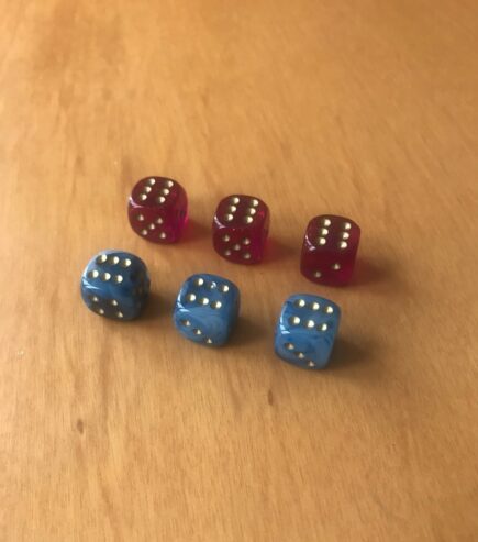 SET di 6 DADI D6 da 10mm COLORI ROSSO E BLU – Giochi di ruolo GDR RPG + SACCHETTO OMAGGIO