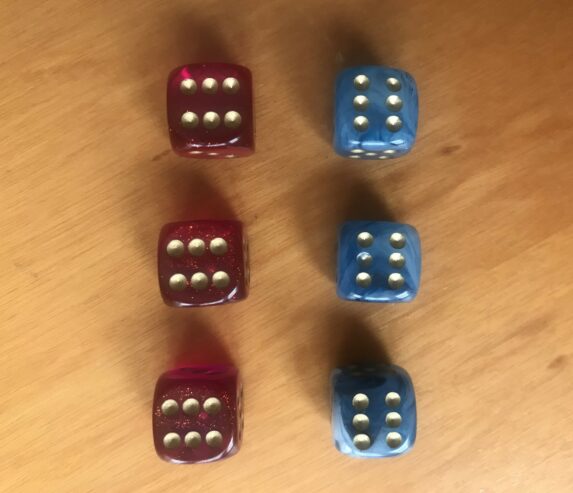 SET di 6 DADI D6 da 10mm COLORI ROSSO E BLU – Giochi di ruolo GDR RPG + SACCHETTO OMAGGIO