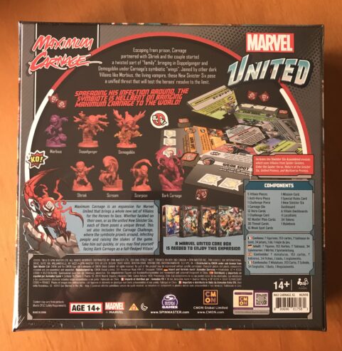 MARVEL UNITED: MAXIMUM CARNAGE – Edizione Kickstarter – CMON – NUOVO SIGILLATO